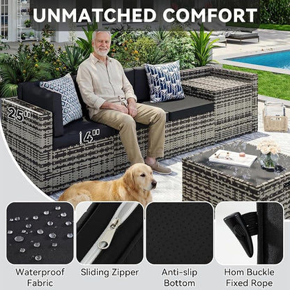 Aoxun 8-Piece Patio Furniture Set, Wicker Outdoor Sectional Sofa - Image 4