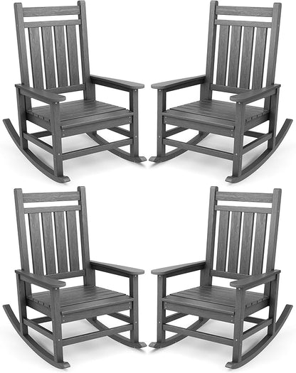 SERWALL Oversized Outdoor Rocking Chair Set of 4, HDPE Rocker by SERWALL