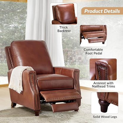 HULALA HOME Genuine Leather Manual Recliner Chair - Image 5