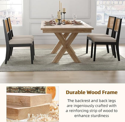 Westice Rattan Dining Chairs Set of 2, Farmhouse Natural Dining Room Chairs - Image 6