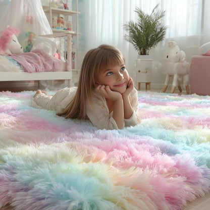 PAGISOFE 8x10 Rainbow Large Area Rug, Plush Rugs - Image 2