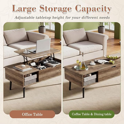 OLIXIS Wooden Coffee Table, Lift Top Coffee Table - Image 7