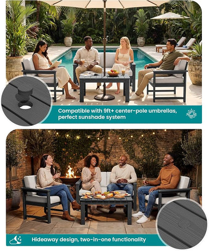 SERWALL 5 Pieces HDPE Outdoor Sofa Set - Image 3