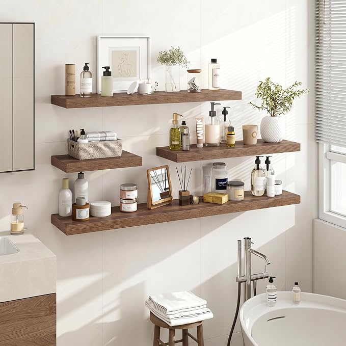 Acovy 16 Inch Floating Shelves, Wooden Shelves - Image 2