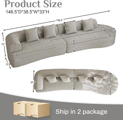 147" Oversized Sectional Sofa for Living Room, Modern Luxury Plush Chenille - Image 2