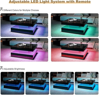 HedoAjim Black LED Coffee Table - Image 4
