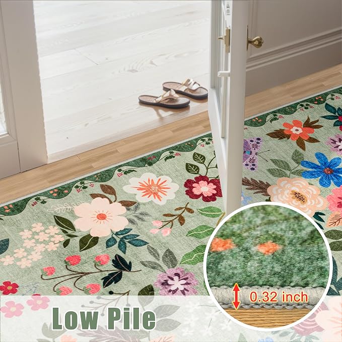 8x10 Area Rugs for Living Room: Floral Washable Rug Vintage Large Soft Boho - Image 8