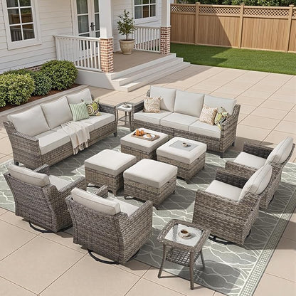 12 Piece Patio Furniture Set-High Back Outdoor Furniture Set Sectional Sofa by AMCLOBA