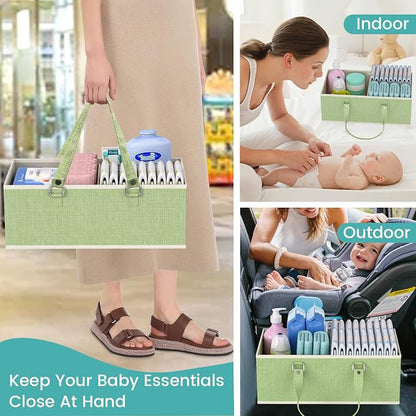 2in1 Baby Diaper Caddy Organizer Cart, 3-Tier Rolling Cart, Metal Diaper Caddy - Image 5