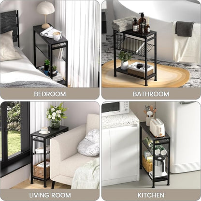 End Table Set of 2 for Small Space, 3-Tier Narrow Side Table - Image 4