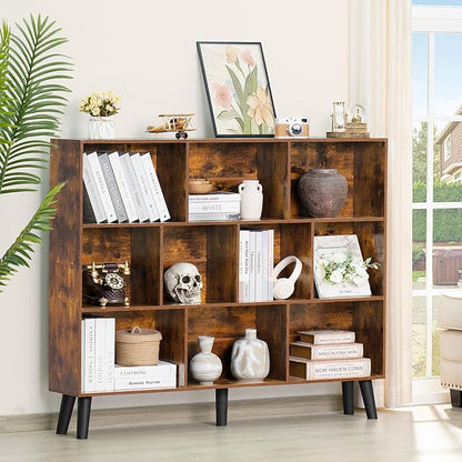 LEYAOYAO 10 Cube Bookshelf, 3 Tier Vintage 55.12" Wide Bookcase - Image 4