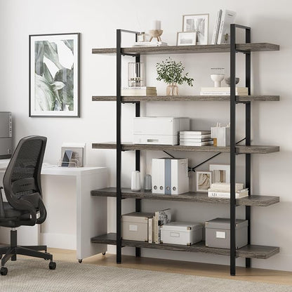 OtterOasis Bookshelf Set, Heavy Duty 5-Tier Industrial Bookcase, 120lbs Shelf - Image 6