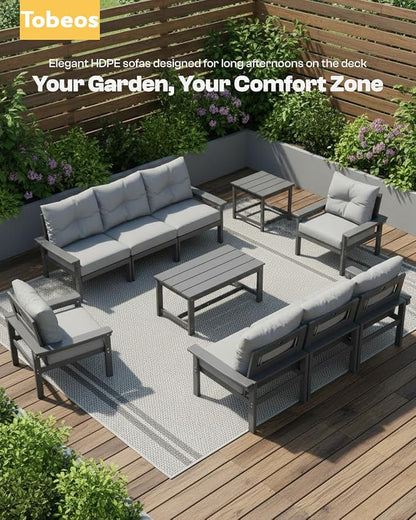 HDPE 7 Piece Patio Furniture Set, All-Weather Outdoor Couch Set - Image 9