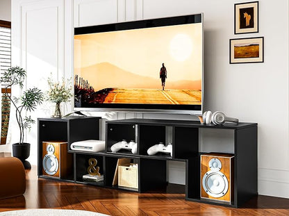 Recaceik Cube Bookshelf 2 Shelf Bookcase L-Shaped TV Console Stand Modern by Recaceik