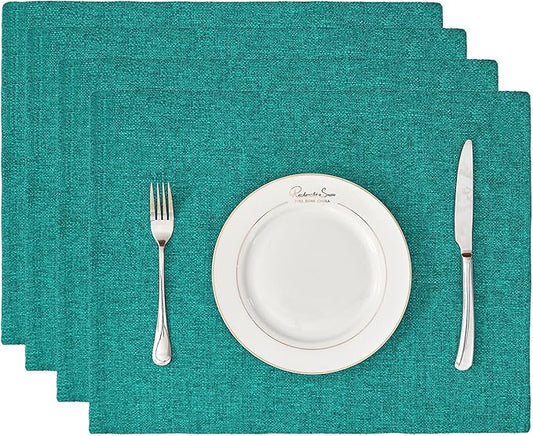 BALCONY & FALCON Placemats Set of 4 Faux Linen Cloth Place Mats Washable by BALCONYFALCON
