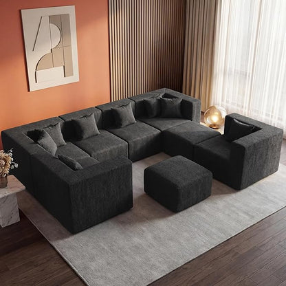 MONVANE Modular Sectional Sofa, Oversized 8 Seat Convertible U Shaped Couch - Image 2