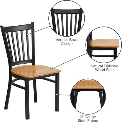 Flash Furniture HERCULES Series Black Vertical Back Metal Restaurant Chair - Image 4