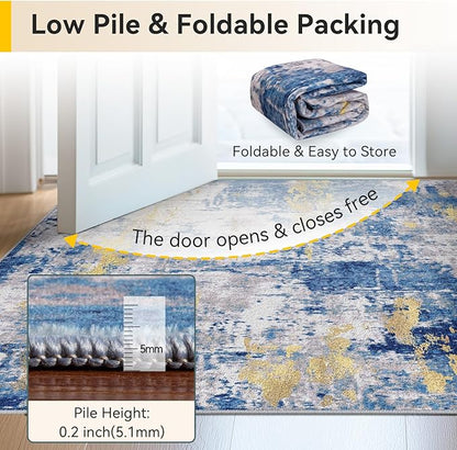 RELEANY Washable Area Rugs 3'x5' Non-Slip Modern Abstract Soft - Image 5