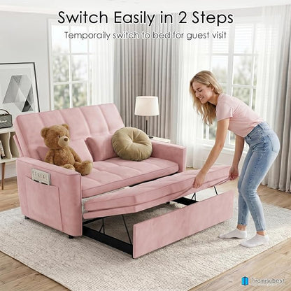 54'' Sleeper Sofa Bed, Convertible Pull Out Couch Futon - Image 7