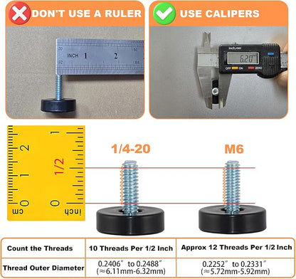 24 Pack 1/4"-20 Thread Leveling Feet - Image 3