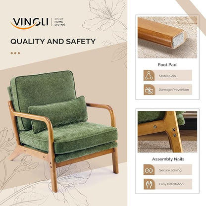 VINGLI Chenille Mid-Century Modern Accent Chair, Cute Reading Arm Chair - Image 5