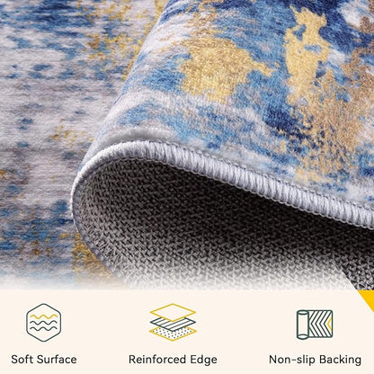 RELEANY Washable Area Rugs 4'x5' Non-Slip Modern Abstract Soft - Image 4