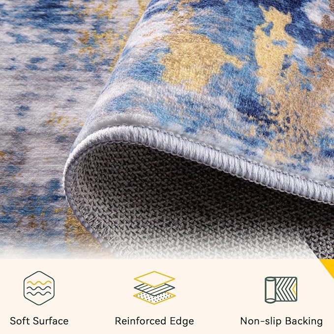 RELEANY Washable Area Rugs Square 10ft Non-Slip Modern Abstract Soft - Image 2