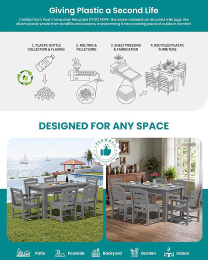 SERWALL Patio Dining Set with 15FT Double Side Umbrella, Outdoor Dining Sets - Image 7