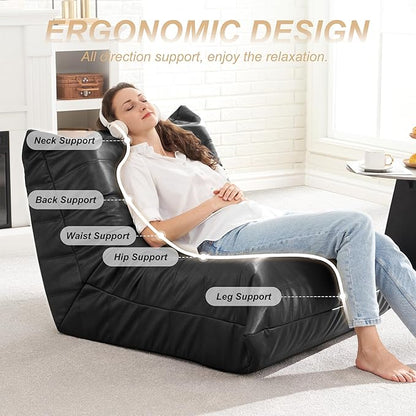Hobestluk Giant Bean Bag Chair Lazy Floor Sofa, Memory Foam Fireside Sofa - Image 4