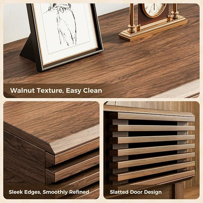 AODK 59" TV Stand for 55"/60"/65" TVs, Mid-Century Modern Fluted Entertainment - Image 5