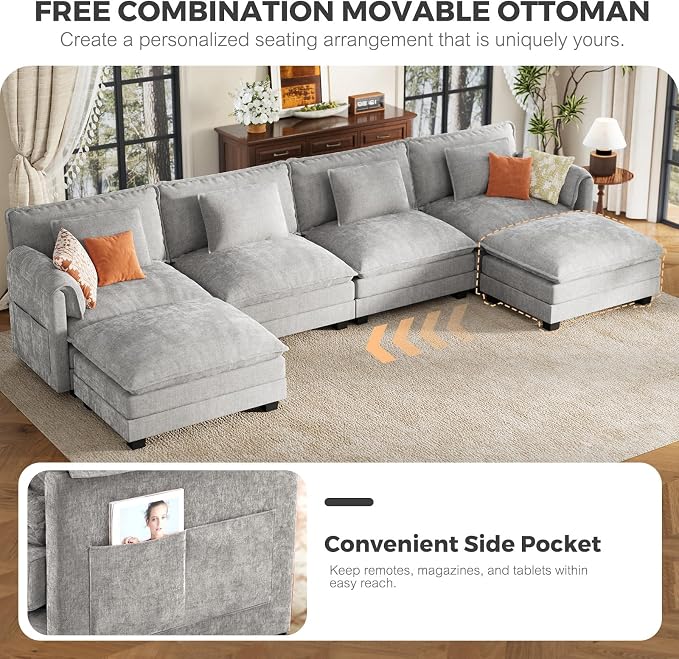 ELUCHANG Oversized 153" Modular Sectional Sofa, Comfy Cloud Couch, L Shaped - Image 9