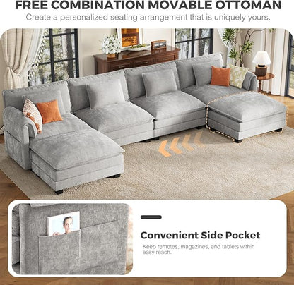 ELUCHANG Oversized 153" Modular Sectional Sofa, Comfy Deep Seat Cloud Couch - Image 9