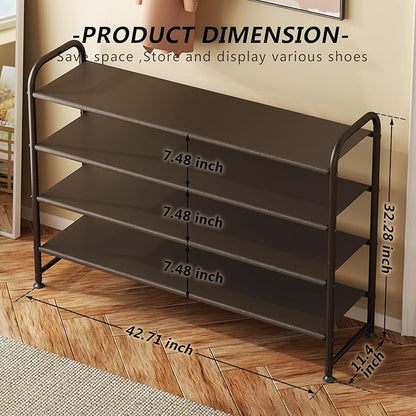 INGIORDAR Shoe Rack 4 Tier Long Storage Organizer Wide Metal Shoe Shelf - Image 3