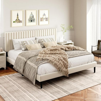 HAOARA King Size Bed Frame, King Size Platform Bed Frame and Velvet Upholstered - Image 3