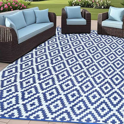 SAND MINE Reversible Mats, Plastic Straw Rug, Modern Area Rug, Large Floor Mat by SANDMIND
