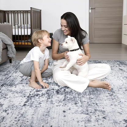 2.6'x10' Runner Rug Washable Rug: Modern Abstract Soft Thin Runner Rug Grey - Image 8