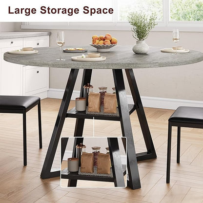 Jocoevol Round Dining Table for 4, Kitchen Dining Room Circle Dinner Pedestal - Image 6
