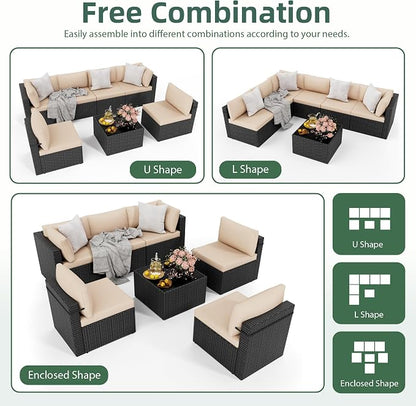 7-Piece Outdoor Sectional Sofa Set, Weather-Resistant Patio Furniture Set - Image 4