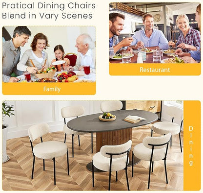 DUMOS Dining Chairs Set of 6, Mid Century Modern Chair Round Upholstered Curved - Image 6