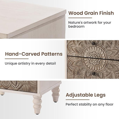 HOMPUS White Nightstands Set 2, Vintage Nightstands - Image 5