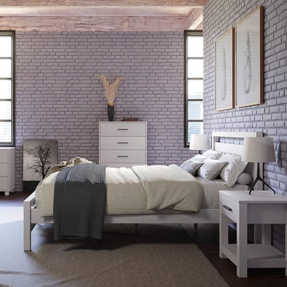Grain Wood Furniture Loft Full Size Solid Wood Bed, Brushed White - Image 3