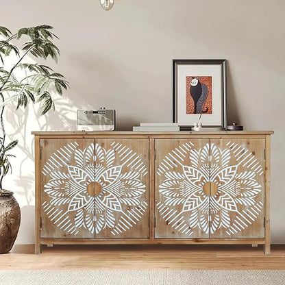 LKTART 60" Sideboard Buffet Cabinet, Vintage Accent Credenza Storage - Image 3