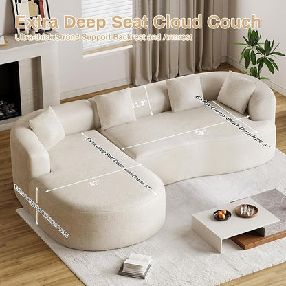 Luxury Modern Tight Curved Back Sofa, 4 Seater Modular Chenille Sectional - Image 2