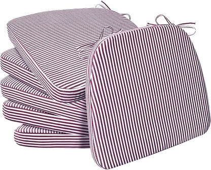 AAAAAcessories D-Shaped Chair Cushions, Machine-Washable Cover, Pinstripe Red by AAAAAcessories