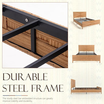 Yechen Queen Rattan Style Boho Bed Frame - Image 6