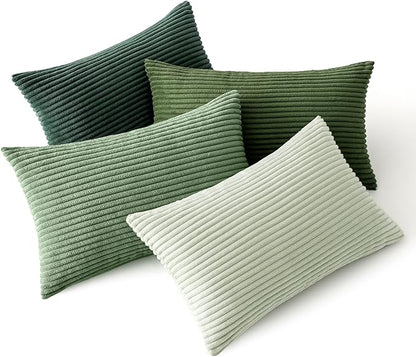MIULEE Boho Farmhouse Sage Green Throw Pillow Covers 12x20 Inch Set of 4 by MIULEE