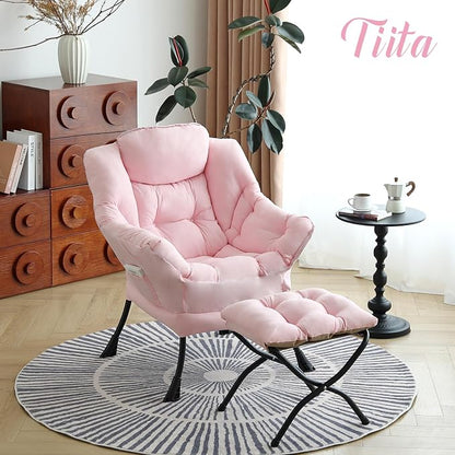Tiita Lazy Chair with Ottoman, Comfy Leisure Sofa Armchair with Ottoman - Image 4