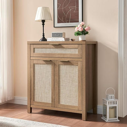 HOKYHOKY Rattan Sideboard Buffet Cabinet Set of 3, Boho Storage Cabinet - Image 3