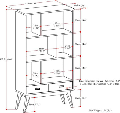 SIMPLIHOME Draper 35 inch Mid-Century Modern Bookcase and Storage Unit in - Image 13