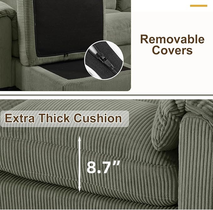 HAOMARKETS Corduroy Sofa Set, Upholstered Loveseat Man and 3-Seater Couch Set - Image 4